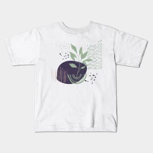 Abstract shapes lines and leaves digital design Kids T-Shirt